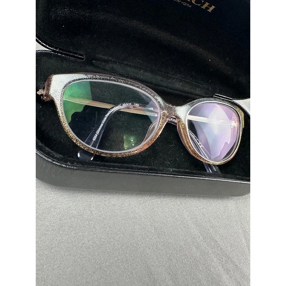 Coach HC6171U 5554 Eyeglasses Women's Shimmer‎ Violet Peach Full Rim Cat w/ Case